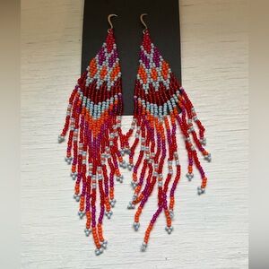 Colorful Handmade Beaded Fringe Earrings